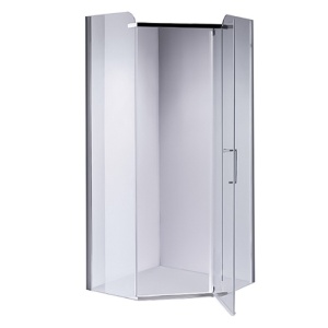 Cabina de dus pentagonala din sticla securizata rame cromate 80x80 cm