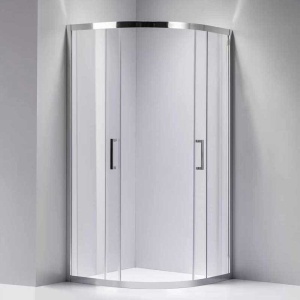 Cabina de dus semicirculara din sticla securizata cu rame cromate si cadita de dus slim neagra KZ101B-SXL01B 90 x 90 cm - Img 6