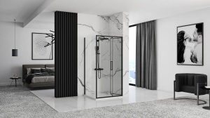 Cabina dus de colt REA Rapid Fold, Dimensiune 100x90cm, Culoare Negru - Img 3