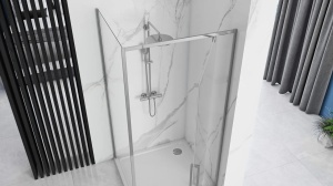 Cabina dus de colt REA Rapid Swing 100x100cm, Culoare Crom - Img 2