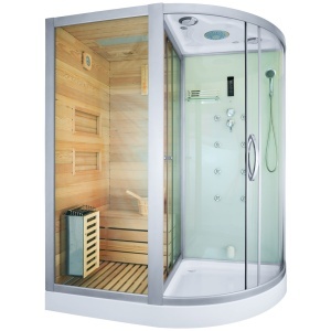 Cabina multifunctionala MO-1751W TRIO, Sauna uscata, Sauna cu aburi si cabina de dus, 180x110x223 cm, Varianta Stanga - Img 1