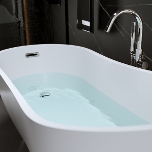 Cada de baie FORTE 520A, Dimensiune 150x75cm, Culoare Alb, Deversor Crom - Img 2