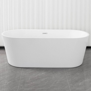 Cada De Baie Freestanding 160x75x58cm, Textura Eleganta si Linii Moderne , Culoare Alb - Img 2