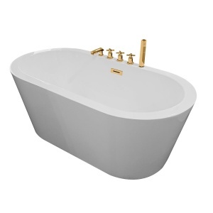 Cada de baie freestanding cu baterie aurie 148X75X58cm - Img 2