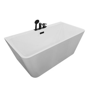 Cada de baie freestanding cu baterie neagra inclusa, dimensiuni 150X75X58CM