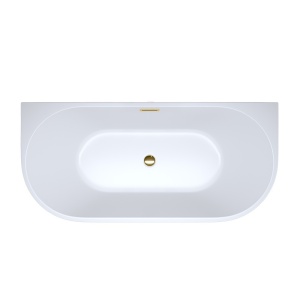 Cada de baie LENA 527A , Dimensiune 140x70cm, Culoare Alb, Deversor Auriu Lucios - Img 6