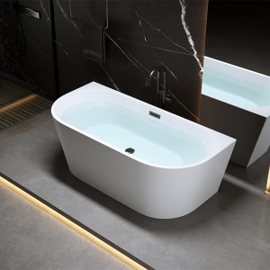 Cada de baie LENA 527A, Dimensiune 140x70cm, Culoare Alb, Deversor Negru - Img 6