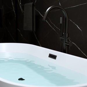 Cada de baie Lisbona 502B, Dimensiune 160x75cm, Culoare Alb, Deversor Negru - Img 6