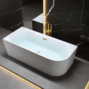 Cada de baie MERA 509B/Stanga, Dimensiune150x75cm, Culoare Alb, Deversor Auriu Periat - Img 4