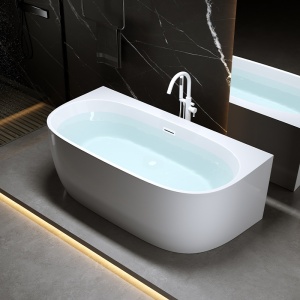 Cada de baie NORA 526B, Dimensiune 150x80cm, Culoare Alb, Deversor Alb mat - Img 4