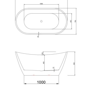 Cada de baie Rica 513A 150x75cm , Culoare Alb, Deversor Auriu - Img 7