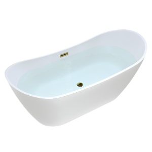 Cada de baie Rica 513B 160x75cm , Culoare Alb , Deversor Auriu