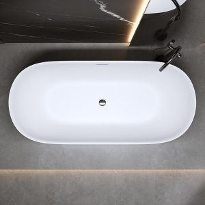 Cada de baie suport 150x75cm Cesana 518A, Culoare Alb , Deversor Cromat - Img 5