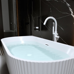 Cada de baie suport CARLO 571C, Dimensiune 160x75cm, Design Elegant, Culoare Albb, Deversor Alb - Img 3