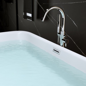 Cada de baie Viana 511B 160x80cm, Culoare Alb, Deversor Cromat - Img 3