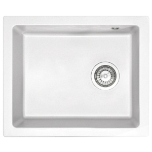 Chiuveta Bucatarie REA GRANIT NELS WHITE, Dimensiuni 46.5 x 56 x 20 cm, 1 Cuva, Incastrabila, Forma Dreptunghiulara, Alb