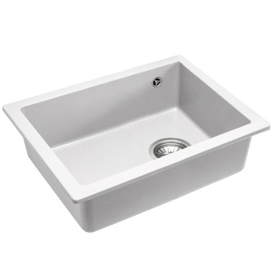 Chiuveta Bucatarie REA GRANIT NELS WHITE, Dimensiuni 46.5 x 56 x 20 cm, 1 Cuva, Incastrabila, Forma Dreptunghiulara, Alb - Img 7