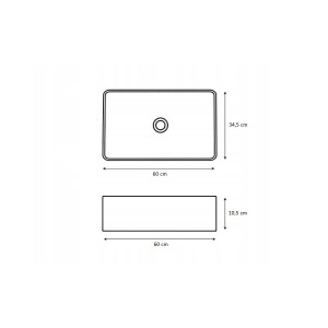 Chiuveta De Blat PRO CUBIC SLIM, 60 x 34.5 x 10.5 cm, Montaj Pe Blat, Design Deosebit, Forma Dreptunghiulara, Ceramica Sanitara, Alb - Img 5