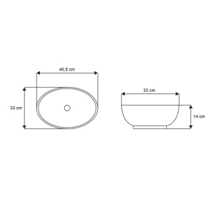 Chiuveta de blat PRO VERA Black Edge, Dimensiuni 40.5 x 33 x 14 cm, Forma Ovala, Ceramica sanitara, Alb/Negru - Img 5