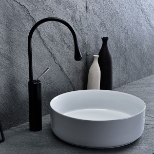 Chiuveta De Blat REA ELMA, 45 x 45 x 14 Cm, Montaj Pe Blat, Design Deosebit, Forma Rotunda, Ceramica Sanitara, Alb - Img 4