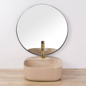 Chiuveta de blat REA LUIZA Beige Matt 42, Dimensiuni 42.5 cm x 42.5 x 15.5 cm, Ceramica Sanitara,Gaura baterie, Bej Mat - Img 2