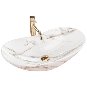 Chiuveta de blat REA ROYAL Lava, Dimensiuni 60 x 35 x 15 cm, Forma Ovala, Ceramica sanitara, Alb