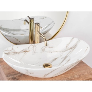 Chiuveta de blat REA ROYAL Lava, Dimensiuni 60 x 35 x 15 cm, Forma Ovala, Ceramica sanitara, Alb - Img 3