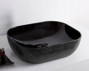 Chiuveta de blat TOKYO, Forma Dreptunghiulara, Ceramica sanitara , Piele de sarpe Black - Img 3