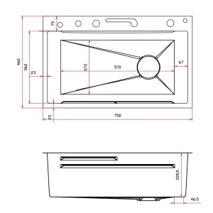 Chiuveta de bucatarie ARGOS multifunctionala, Dimensiune 75x46cm, Culoare Negru, Termostat cu Display LCD - Img 4