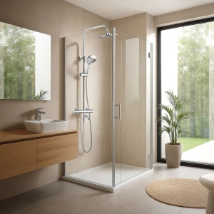 Coloana de dus cu termostat Lungo Diamond, Culoare Crom - Img 3