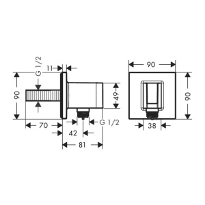 Cot conector dus cu suport para Hansgrohe Fixfit E bronz periat - Img 2