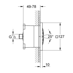 Dus lateral incastrat Grohe Rainshower F-Series crom periat Supersteel - Img 2
