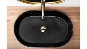 Lavoar ceramic pentru blat REA NADIA STONE BLACK MAT - Img 3