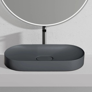 Lavoar de baie Iris , Pentru blat , Dimensiune 71 cm , Culoare Grey Mat