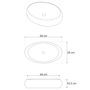 Lavoar de blat Alania, Dimensiuni 48 x 34 x 14.5 cm, Forma Ovala, Ceramica sanitara, Alb - Img 2