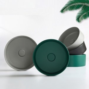 Lavoar De Blat PRO VERONA, Dimensiuni 36 X 36 X 12 Cm, Forma Rotunda, Ceramica Sanitara, Gri / Maro - Img 4