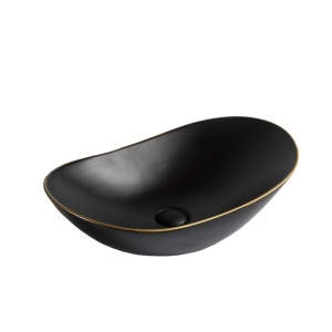 Lavoar de blat PRO ZUZAN negru mat,cu margine aurie,dimensiune 60,5 x 36 x 15 cm - Img 3