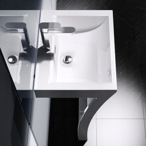 Lavoar Independent PRO LEON, Dimensiuni 60x48 x 82 cm, Forma Rectangulara, Cu Gaura Baterie, Alb - Img 4