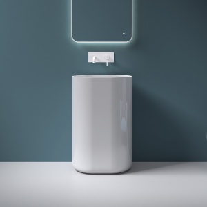 Lavoar Independent PRO MONOLITIC CAMILA, Dimensiuni 55 X 40 X 85 Cm, Forma Ovala, Material Conglomerat, Alb - Img 6