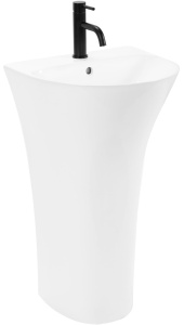 Lavoar Independent REA RIT SLIM, Dimensiuni 48x 42 X 83.5 Cm, Forma Rotunda, Alb - Img 1