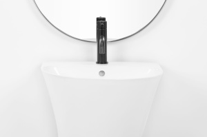 Lavoar Independent REA RIT SLIM, Dimensiuni 48x 42 X 83.5 Cm, Forma Rotunda, Alb - Img 2