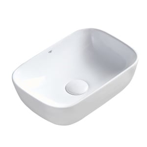 Lavoar pe Blat, Milo, Marmura Ceramica Alb Lucios , Dreptunghiular 37 x 25 x 11,5 cm - Img 1