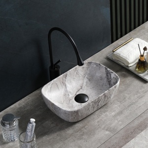 Lavoar pe Blat, Milo, Marmura Ceramica Gri, Dreptunghiular 37 x 25 x 11,5 cm - Img 2