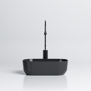 Lavoar pe Blat, Milo, Marmura Ceramica Negru Lucios , Dreptunghiular 37 x 25 x 11,5 cm - Img 4