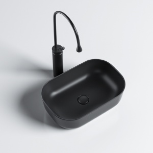 Lavoar pe Blat, Milo, Marmura Ceramica Negru Mat , Dreptunghiular 37 x 25 x 11,5 cm - Img 8