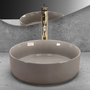 Lavoar pentru blat Rea Sami 36cm, Culoare Beige Shiny - Img 2