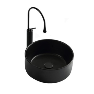 Lavoar PRO VERONA Black, 36x36x12 cm, montaj pe blat, forma rotunda, ceramica sanitara, Negru Mat - Img 1