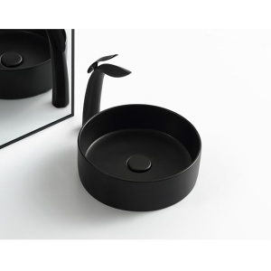 Lavoar PRO VERONA Black, 36x36x12 cm, montaj pe blat, forma rotunda, ceramica sanitara, Negru Mat - Img 5