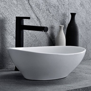 Lavoar REA Sofia Mini White, 34x27x13 cm, montaj pe blat, design deosebit, ceramica sanitara, Alb - Img 4