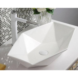 Lavoar REA VEGAS WHITE, Dimensiuni 57 x 37 X 14 cm, Montaj Pe Blat, Design Deosebit, Ceramica Sanitara, Alba - Img 6